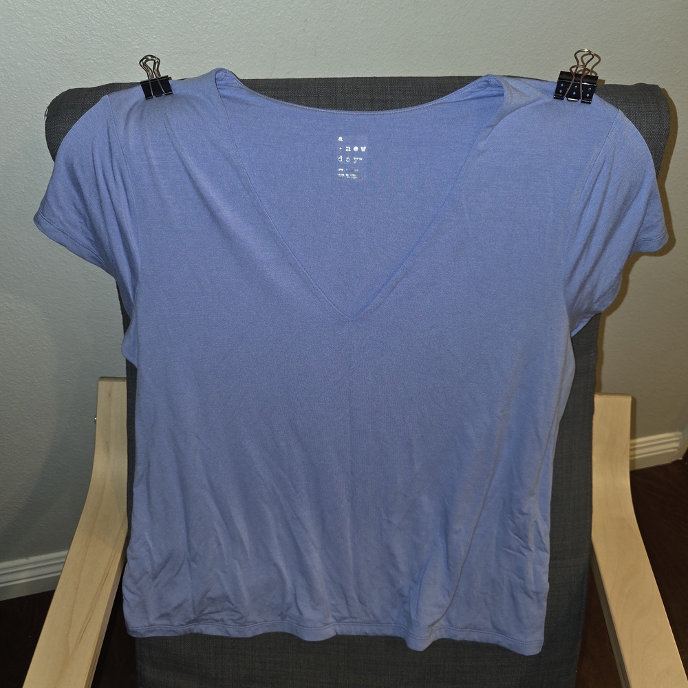 a new day Light Blue V-Neck Short Sleeve Tee